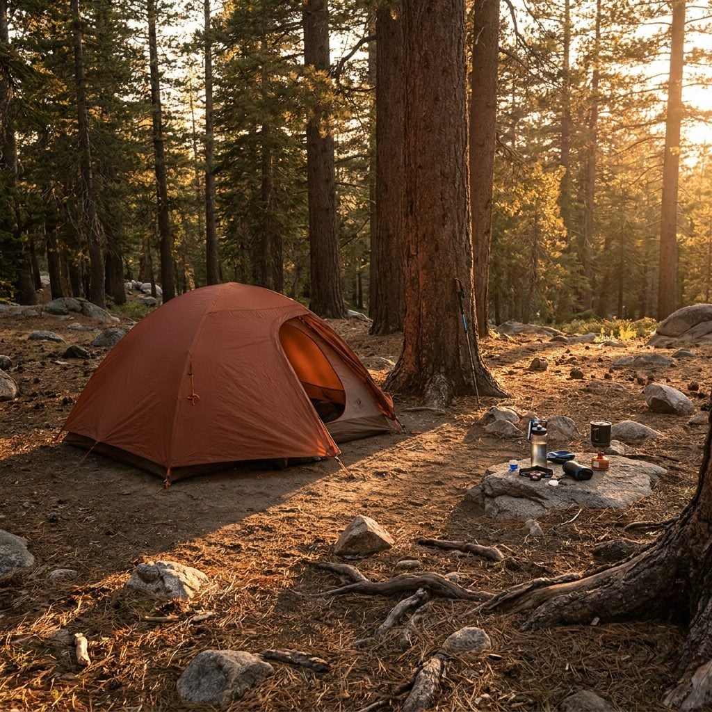 Setting Up Camp Right Before Sundown