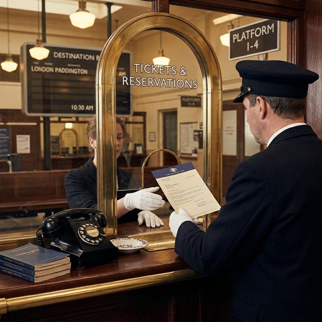 The Telegraphed Ahead Reservation Confirmed by a Slip at the Station Window