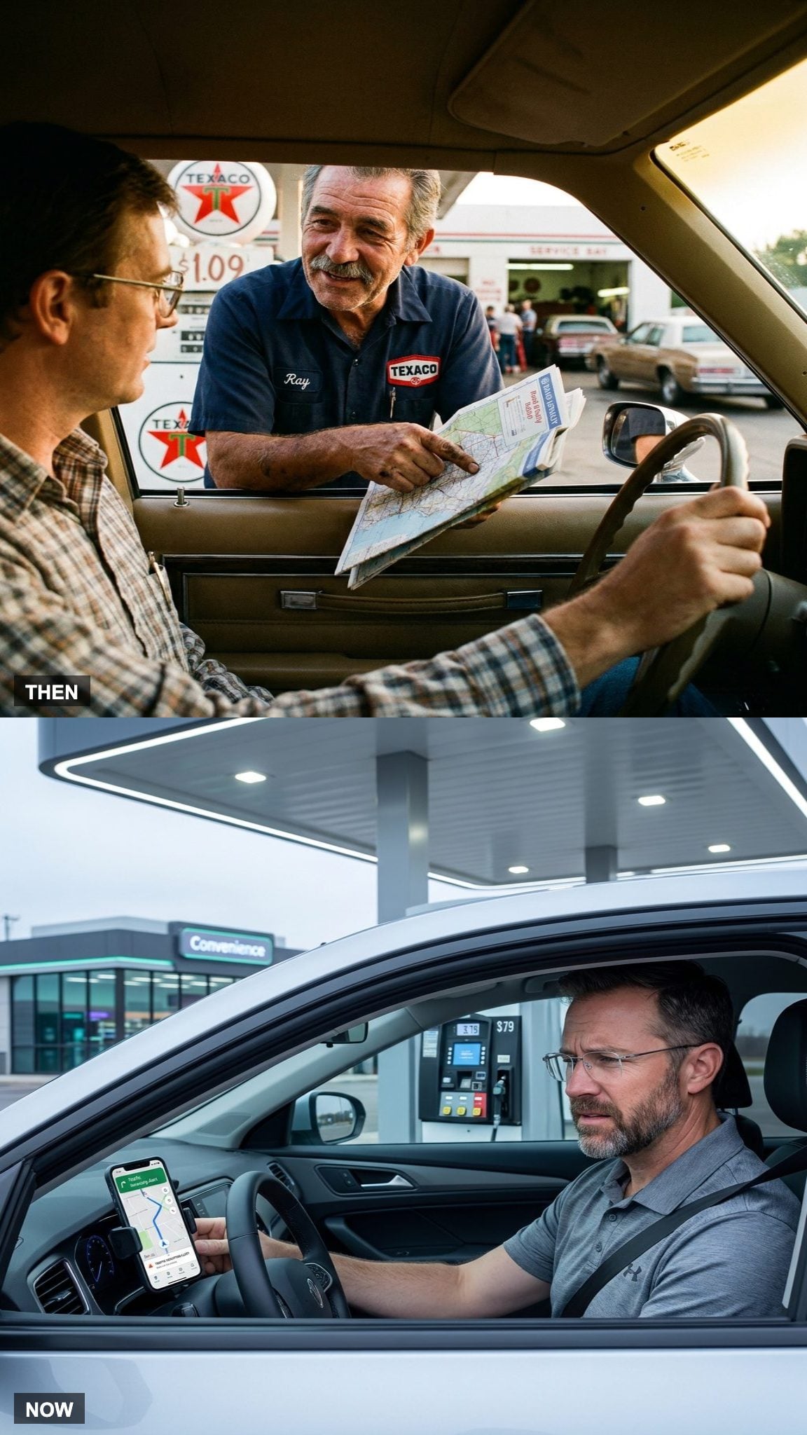 Asking a Gas Station Attendant vs. Consulting Your Phone