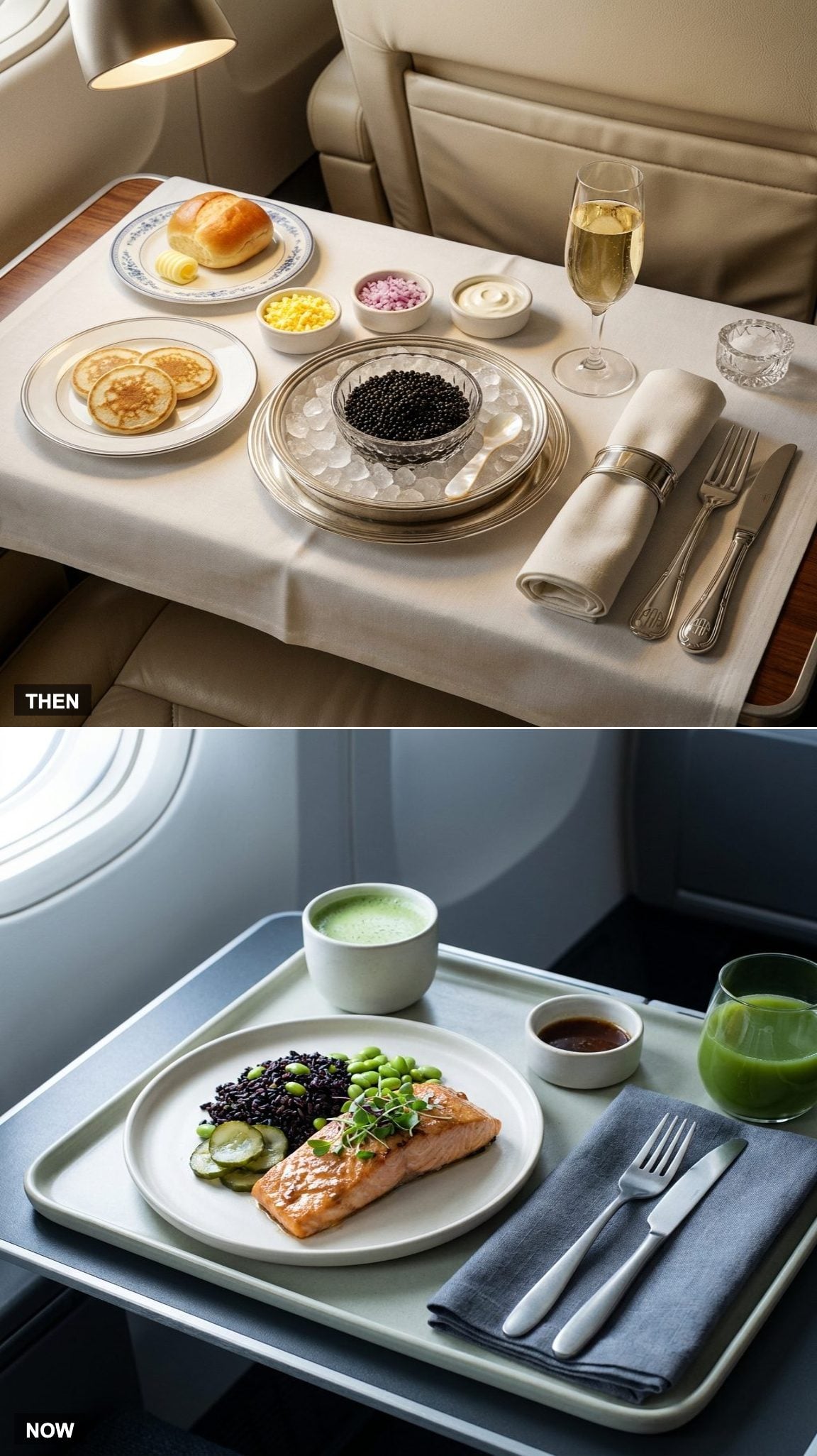 Beluga on Ice vs. Miso-Glazed Salmon and Green Juice