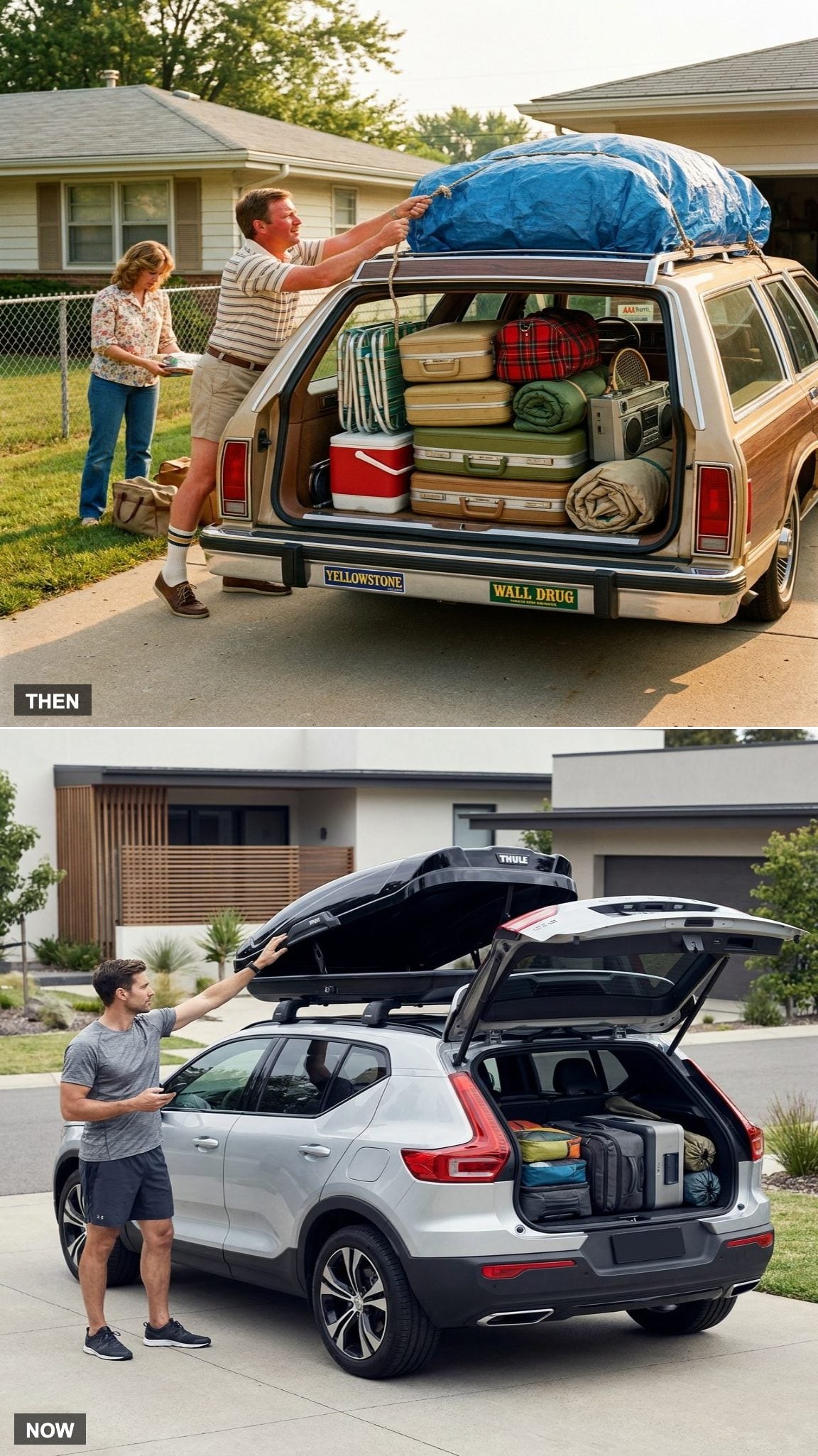 Cars Packed to the Roof vs. Roof Pods and Smarter Packing