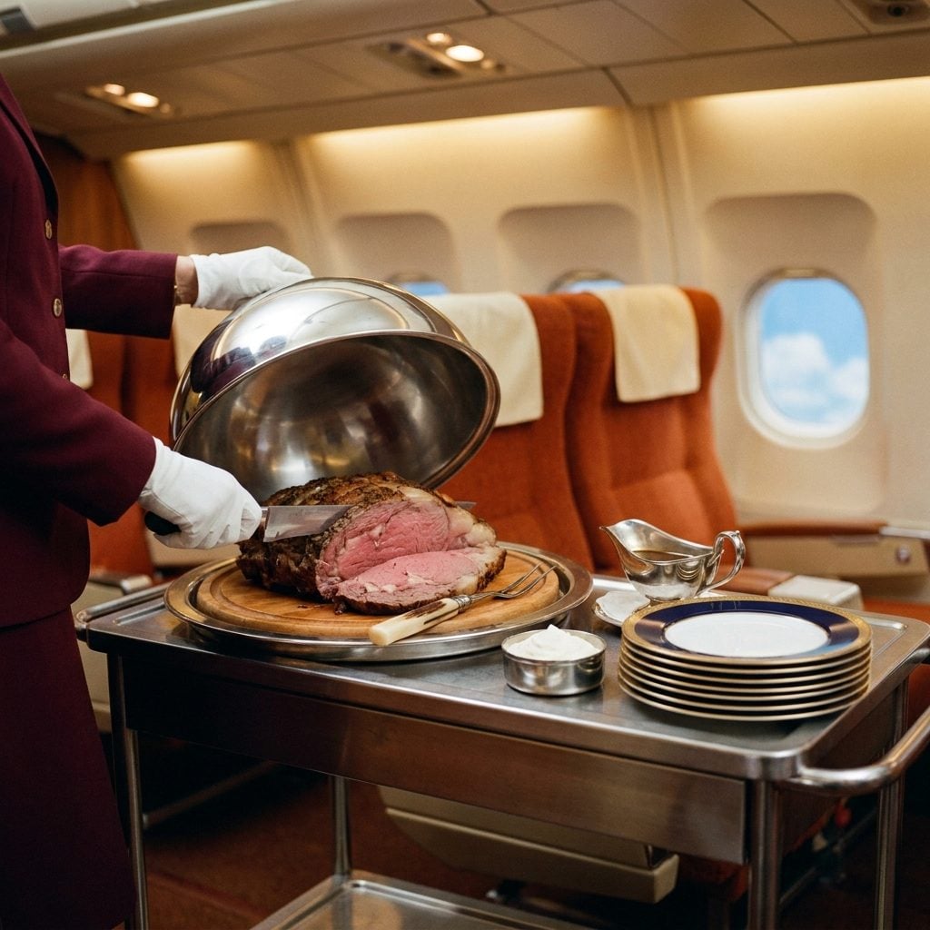 The Carved-to-Order Roast Beef Rolled to Your Seat on a Silver Trolley