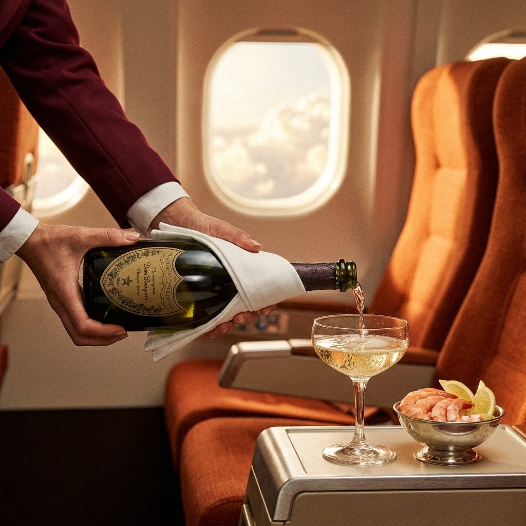 The Champagne Poured at Your Seat From a Full Bottle