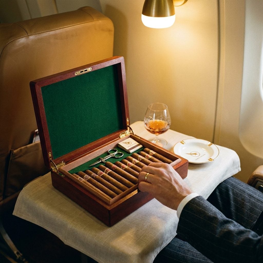 The Cigar Offered After Dinner From a Wooden Humidor Rolled to Your Seat