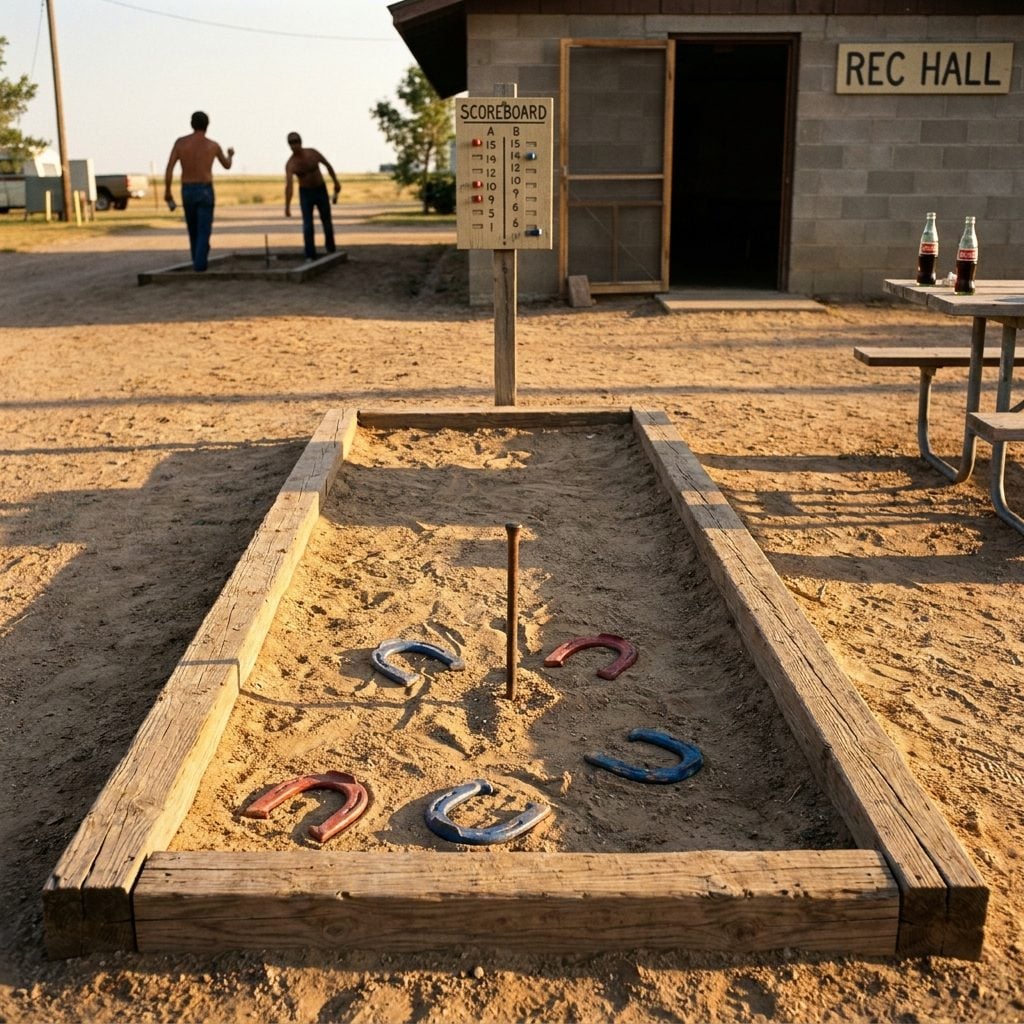 The Horseshoe Pits Behind the Rec Hall
