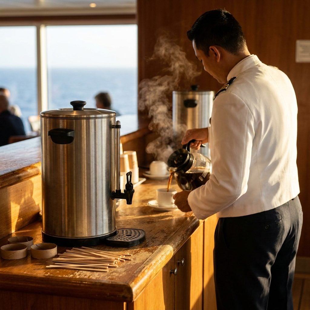 Pouring Coffee From the Self-Serve Station When the Fresh Pot Is Thirty Feet Away