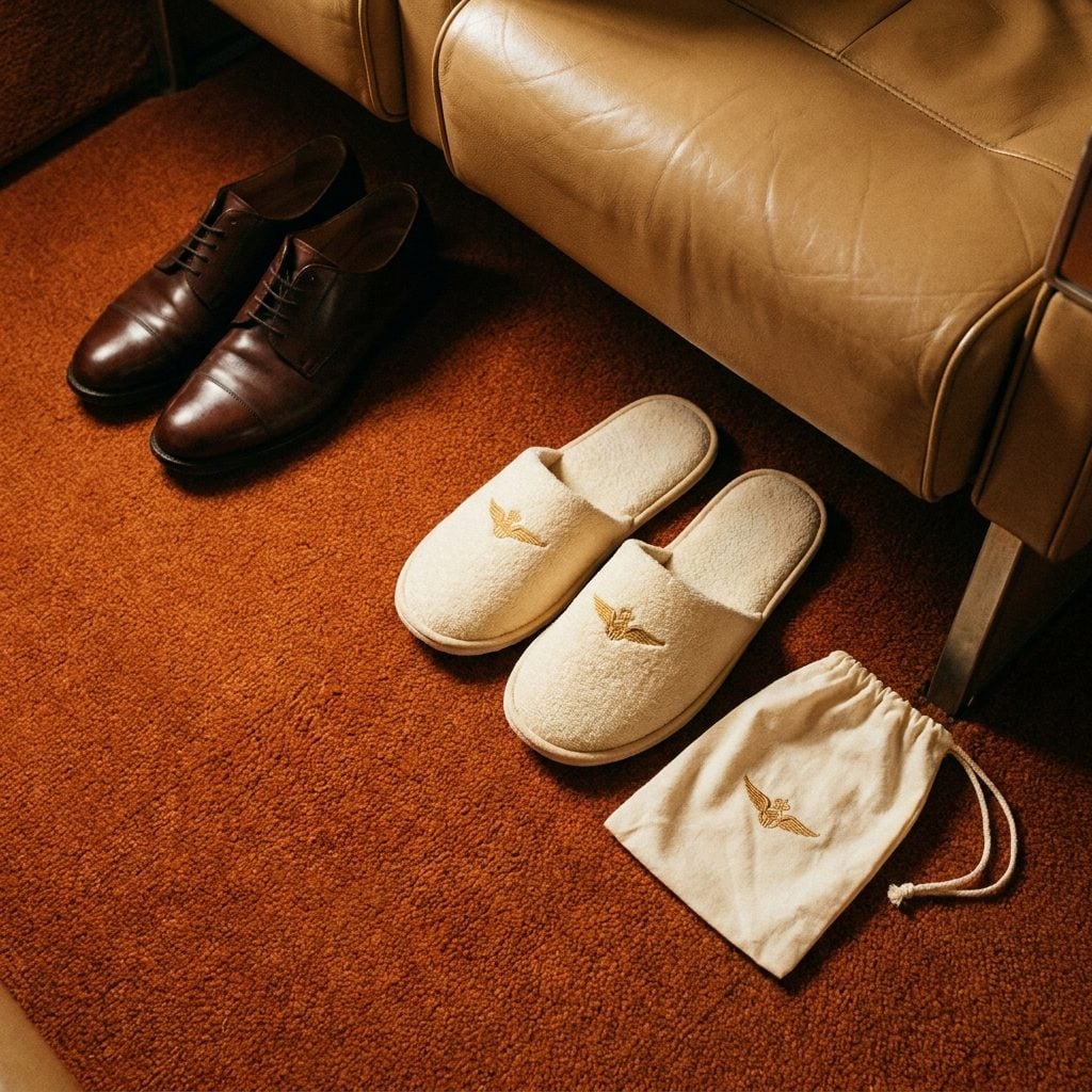 The Slippers Slid Into a Little Cloth Pouch and Placed Beside Your Seat