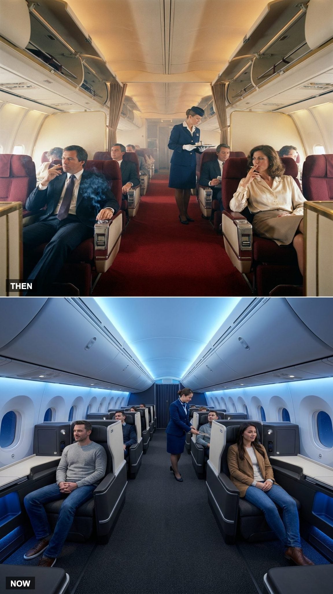 Smoking Sections in First Class vs. Smoke-Free Cabins Worldwide