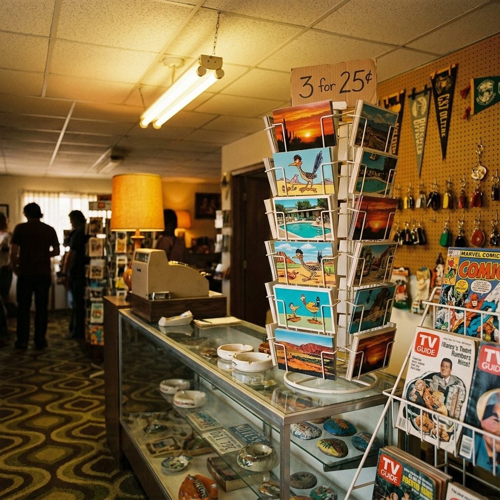 The Spinning Rack of Postcards at the Motel Gift Shop