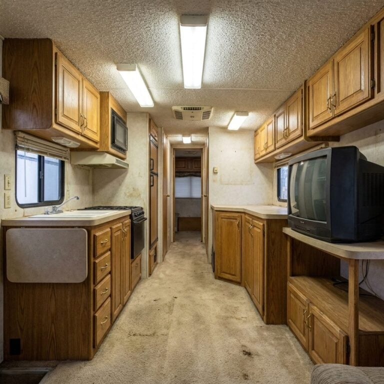 They Turned a Boxy 1980s RV Into a Rolling Home With a Rooftop Deck and Outdoor Kitchen — 26 Before & After — Before