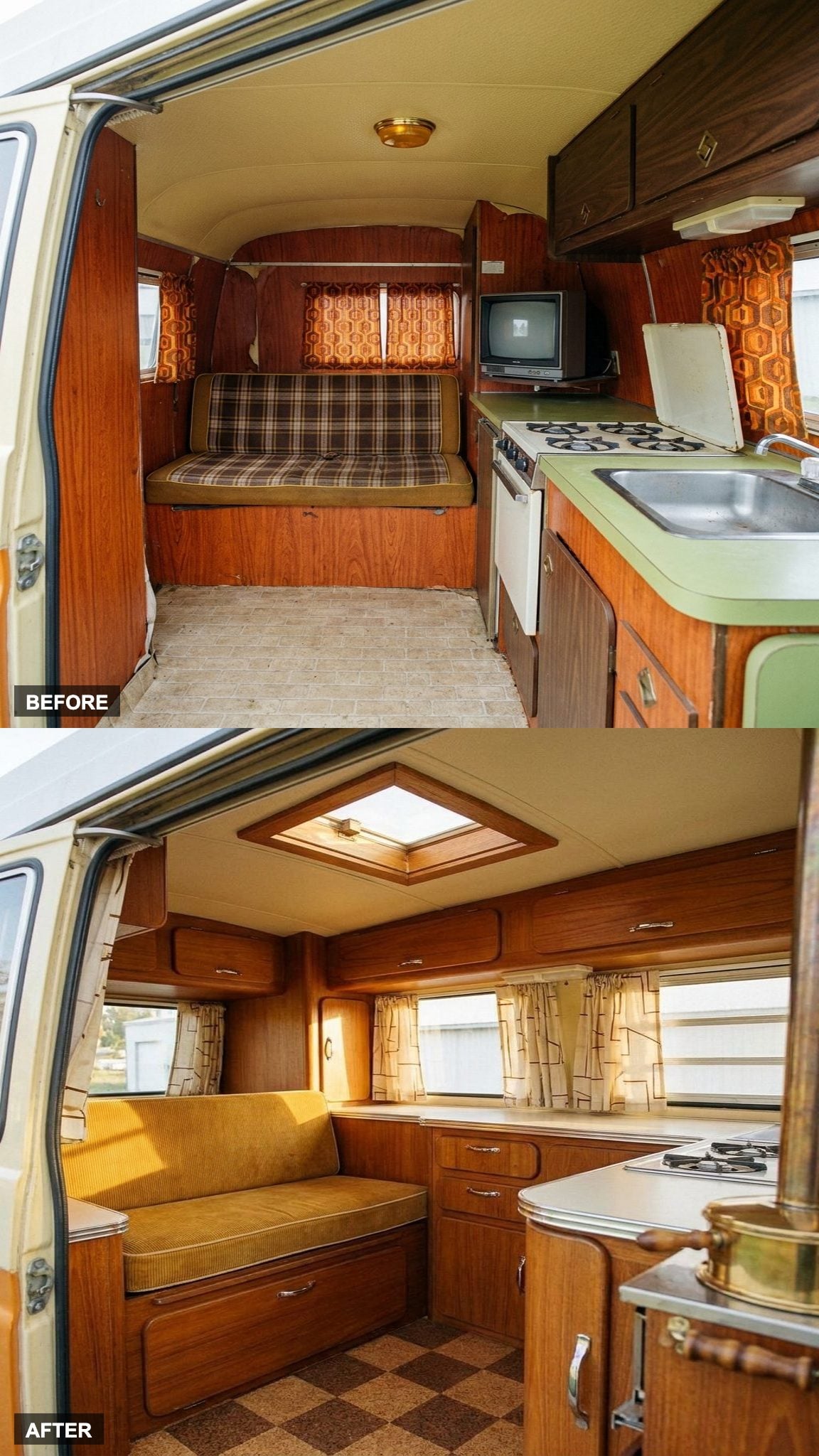 Vintage Volkswagen Westfalia Reborn in Mustard and Teak