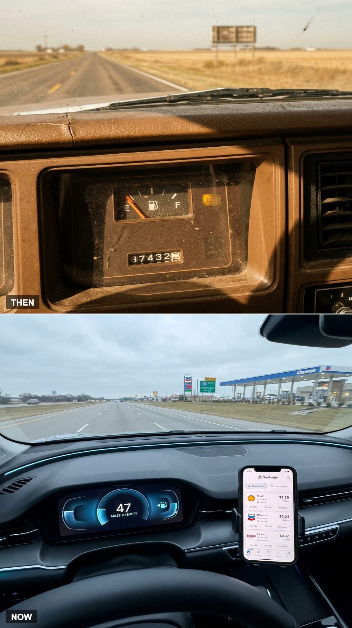 Watching the Fuel Gauge vs. GasBuddy Doing the Math for You