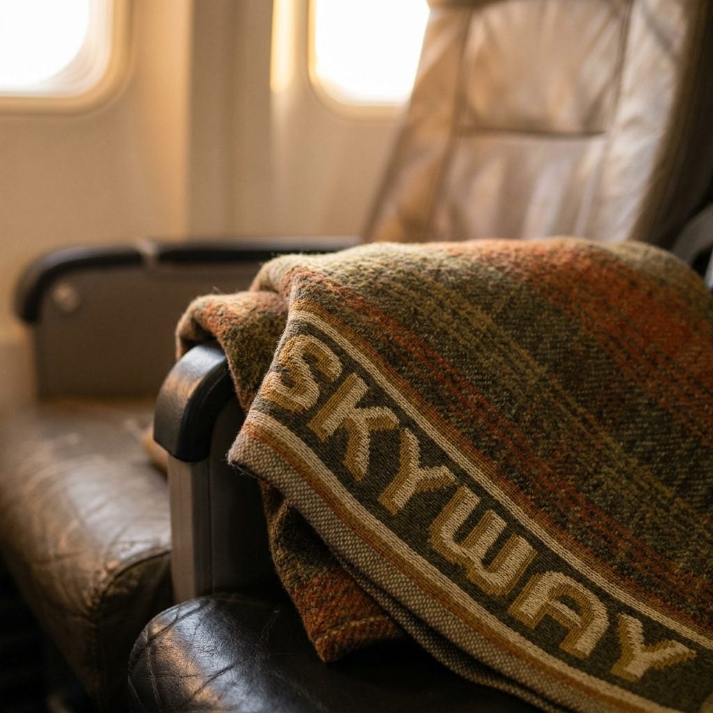 The Wool Blanket With the Airline's Name Woven Right Into the Border