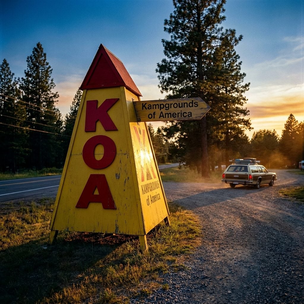 The Yellow KOA Sign at the Turnoff That Meant You Were Finally There
