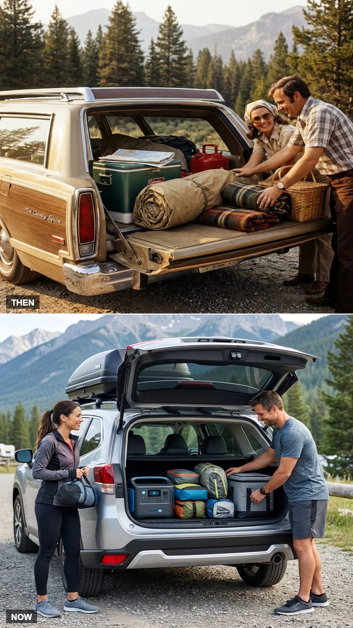 Loading the Wagon: Paper Maps and Metal Coolers vs. Rooftop Boxes and Power Stations
