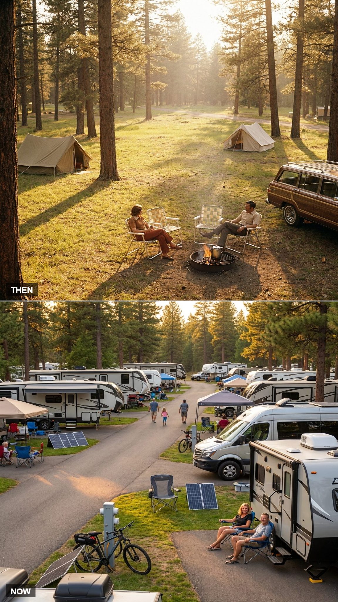 Quiet Campgrounds vs. RVs and Modern Amenities