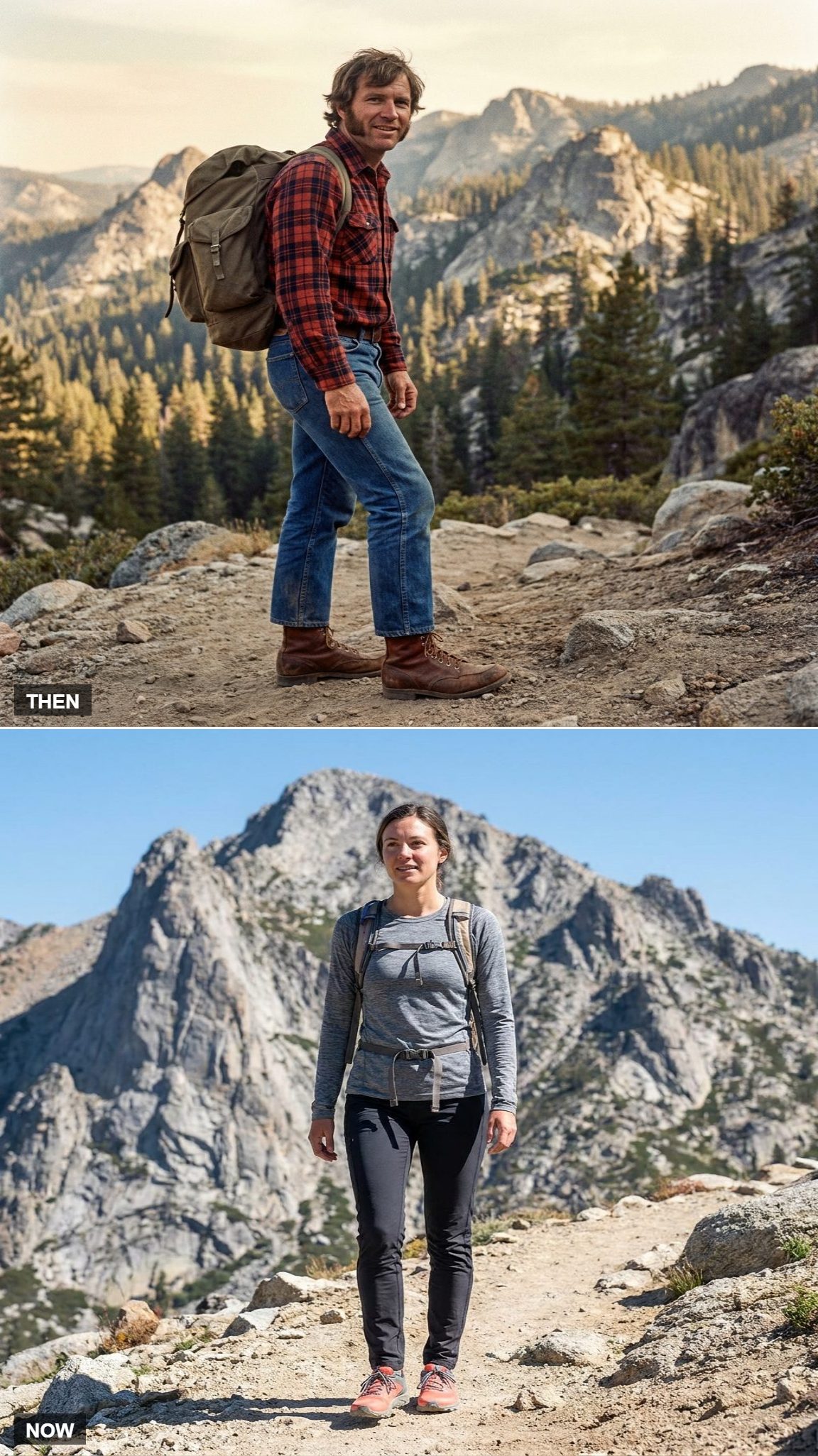 What You Wore: Denim and Plaid for Everything vs. Technical Trail Gear