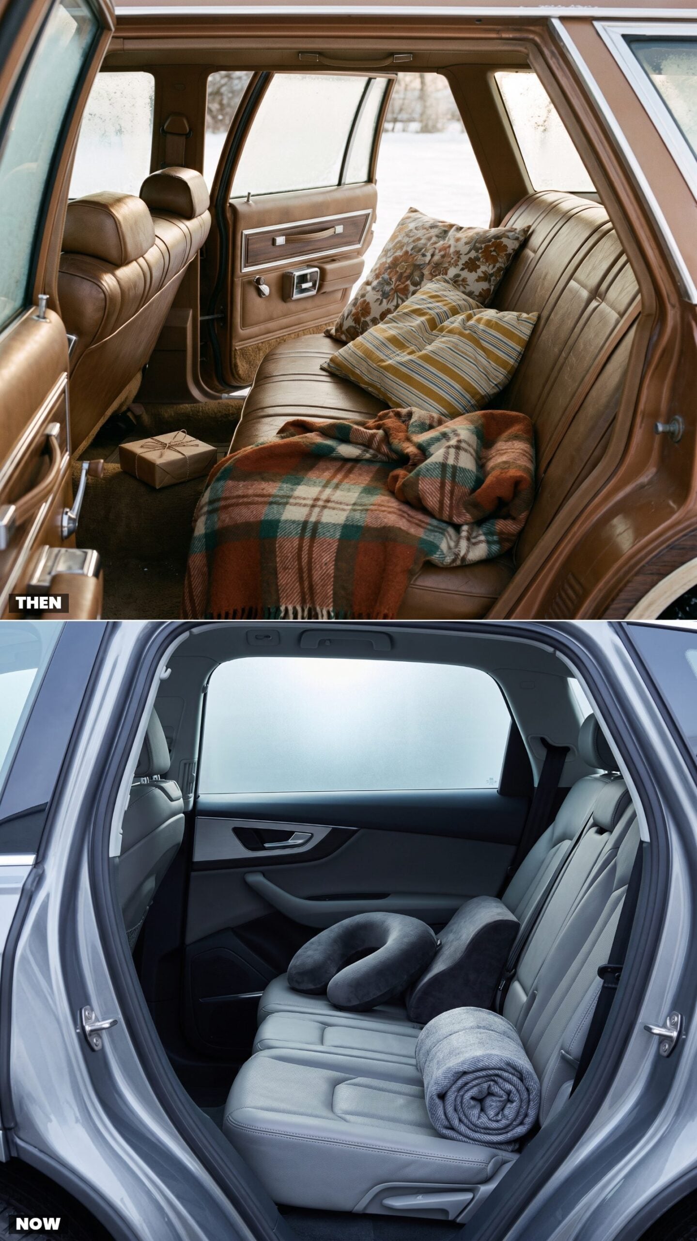 Bed Pillows Across the Back Seat vs. Ergonomic Travel Pillows