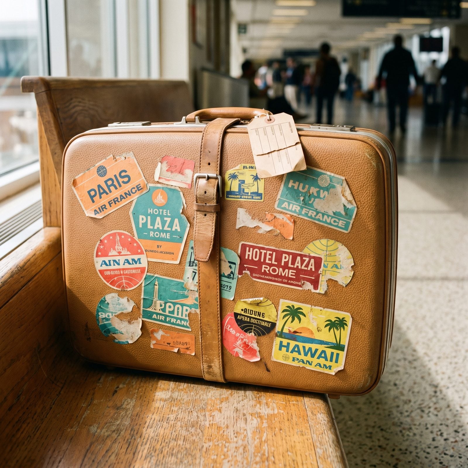 Bright Paper Destination Labels Pasted Onto Your Suitcase