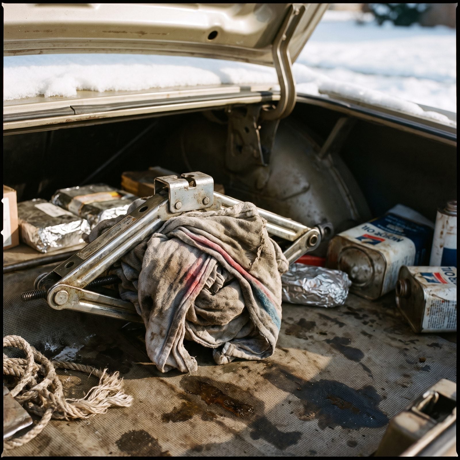 A Bundle of Oily Shop Rags Stuffed Behind the Jack