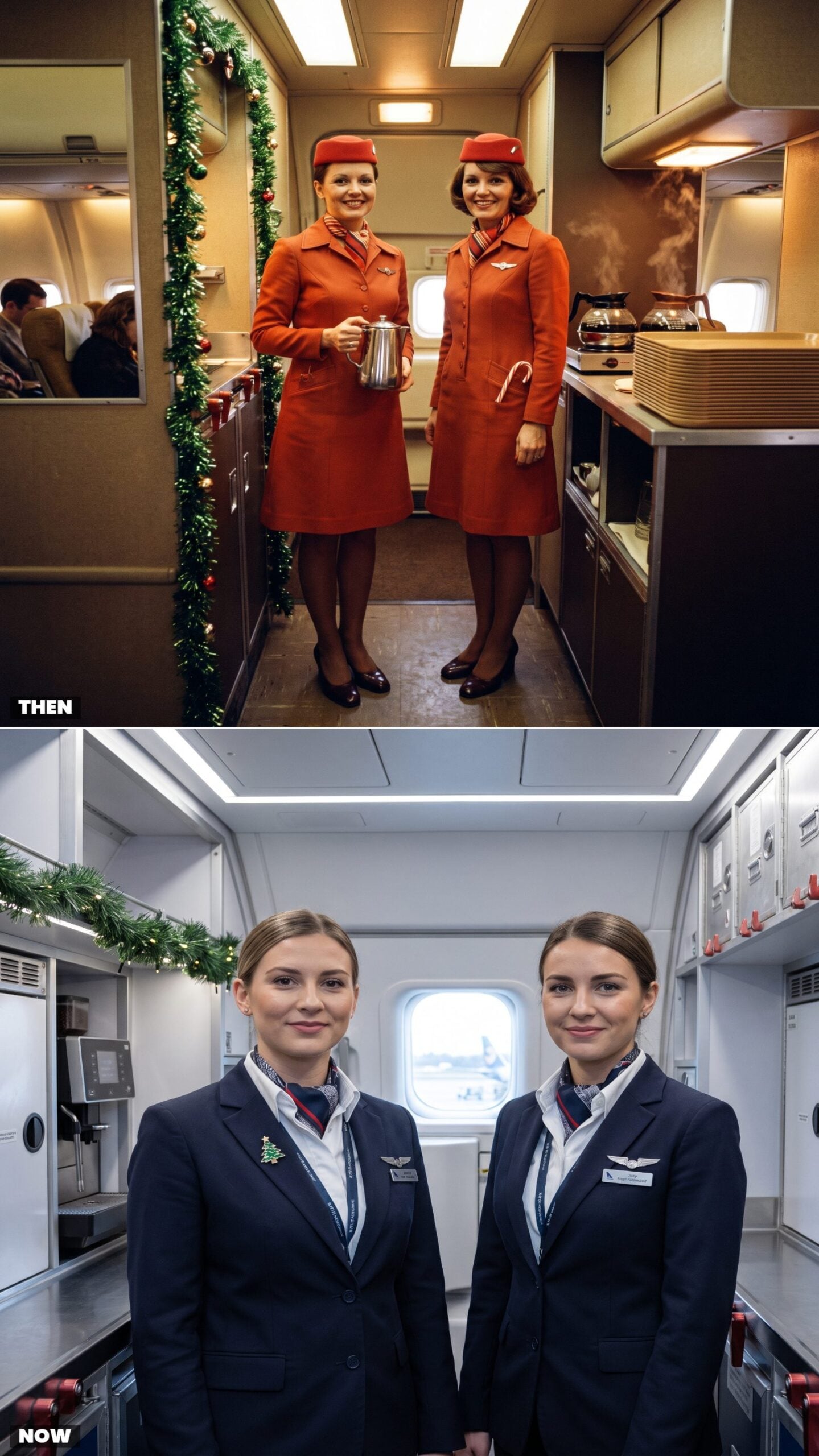 Cabin Crews in Full 1970s Regalia
