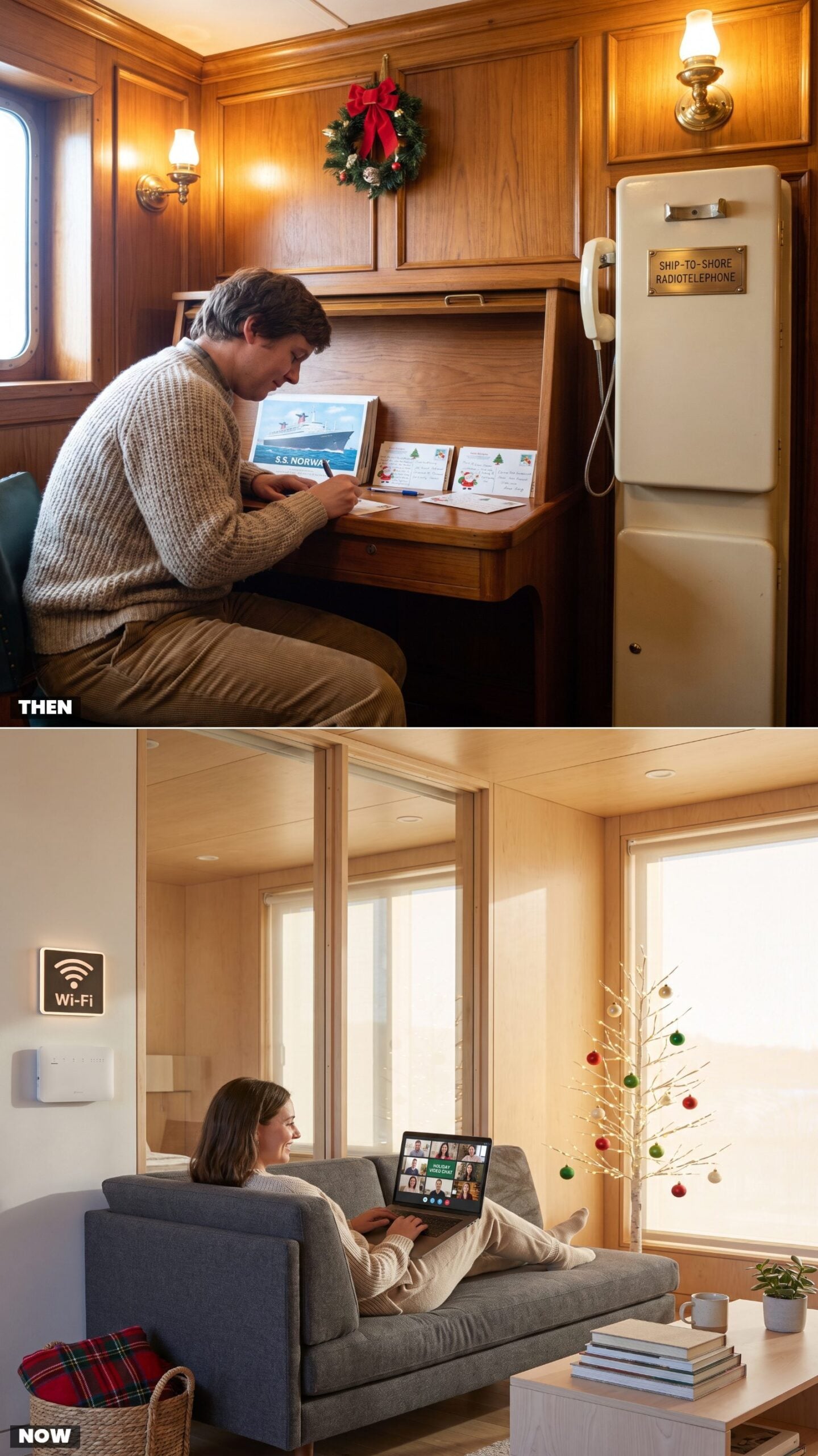 From Christmas Postcards and Ship-to-Shore Calls to Wi-Fi at Sea