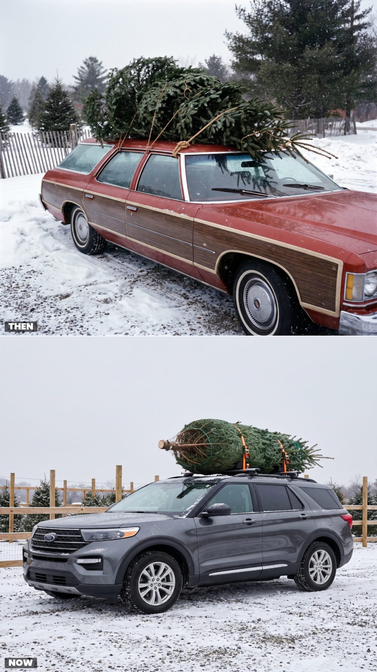 A Christmas Tree Roped to the Roof vs. a Net-Wrapped Tree on a Rated Carrier