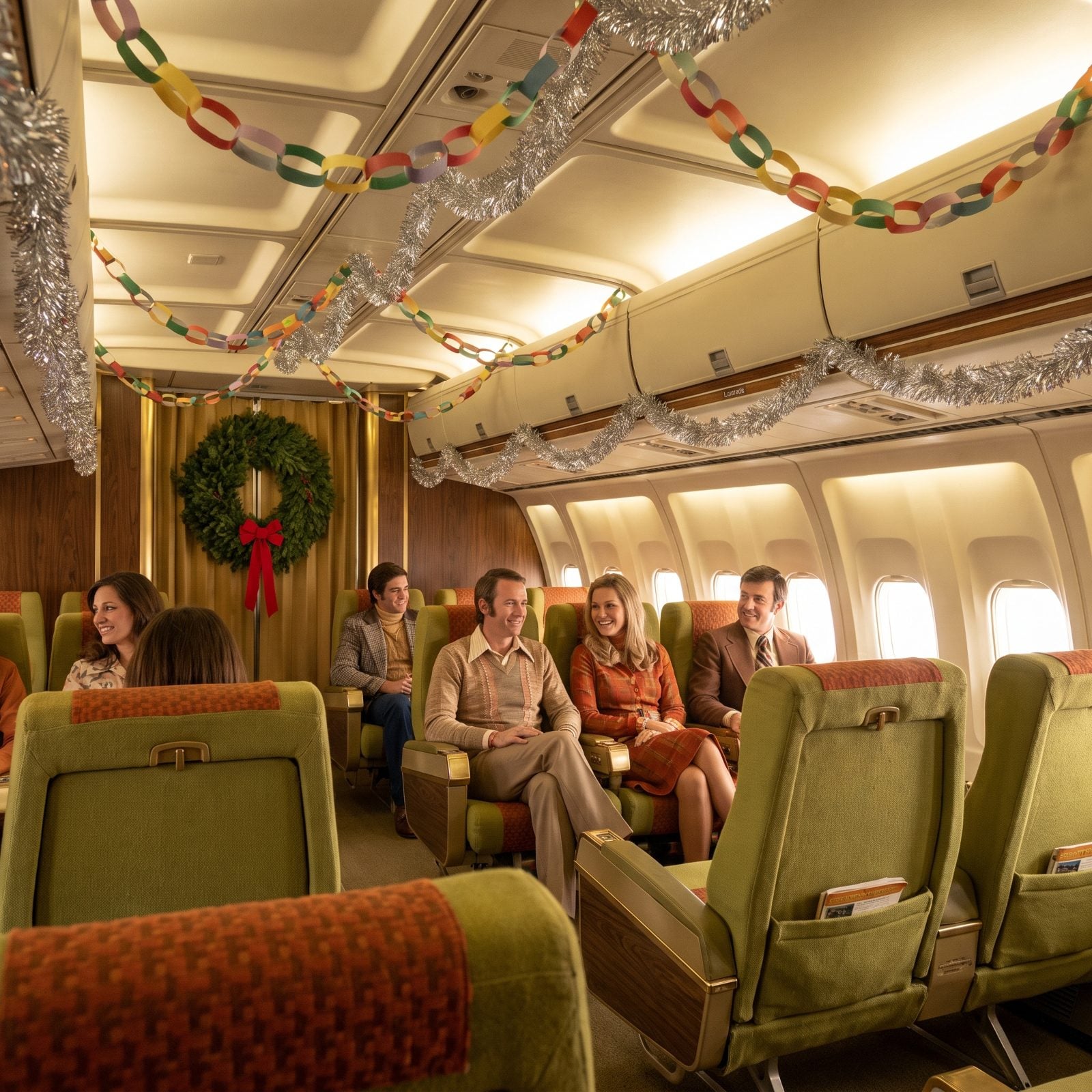 Draping the Cabin in Paper Garlands, Tinsel, and Real Wreaths