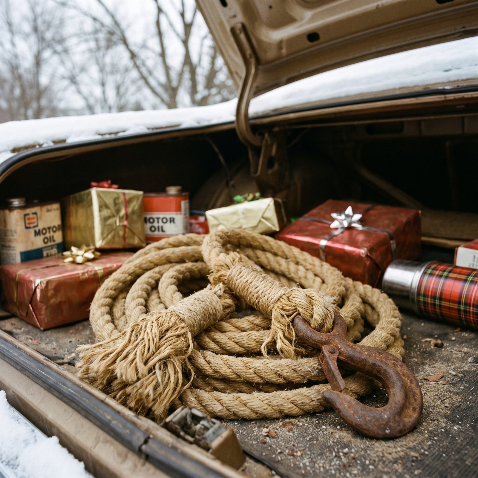 A Frayed Tow Rope Coiled Like It Might Still Hold