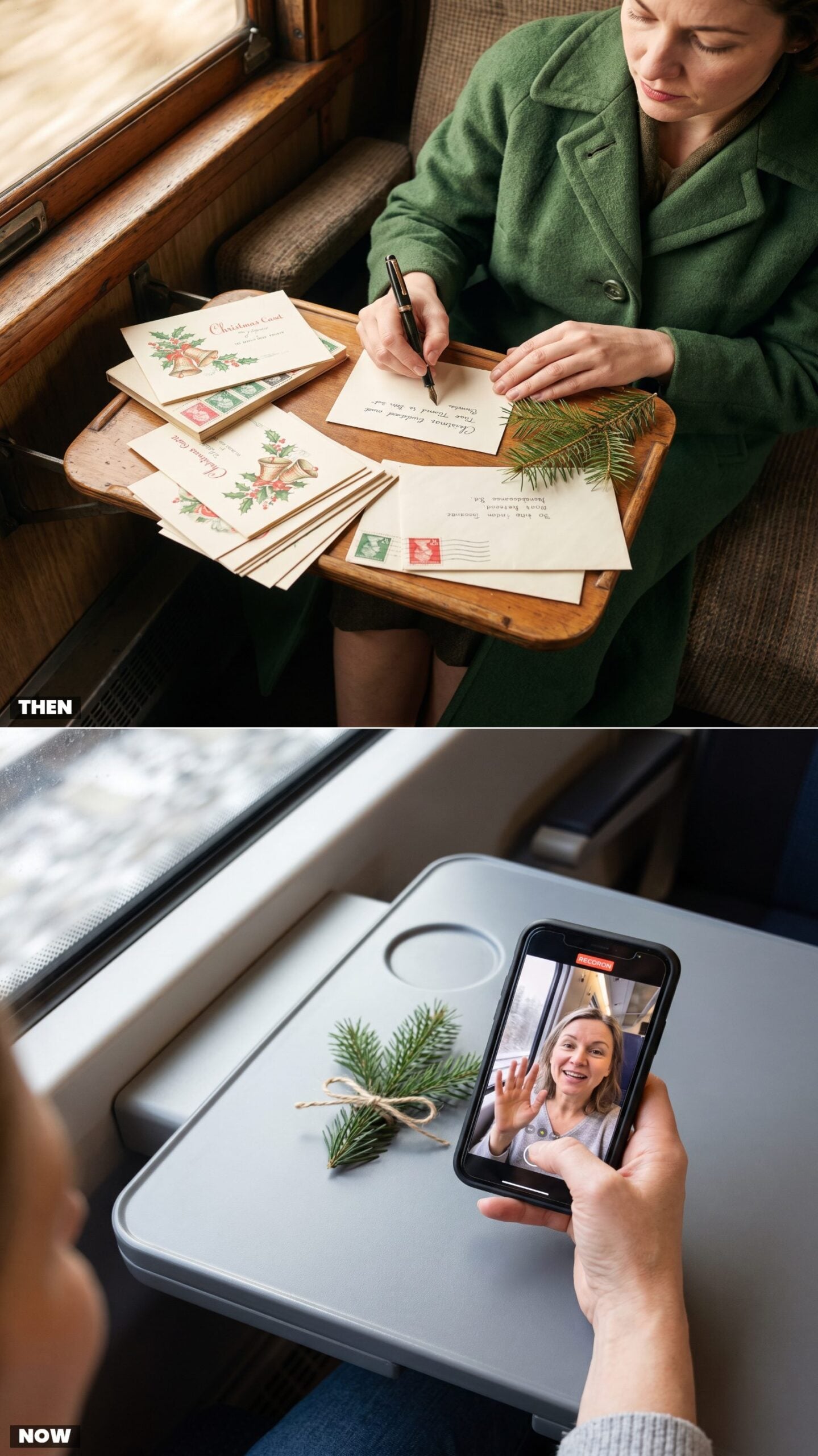 Mailed Christmas Cards vs. Video Greetings From the Train