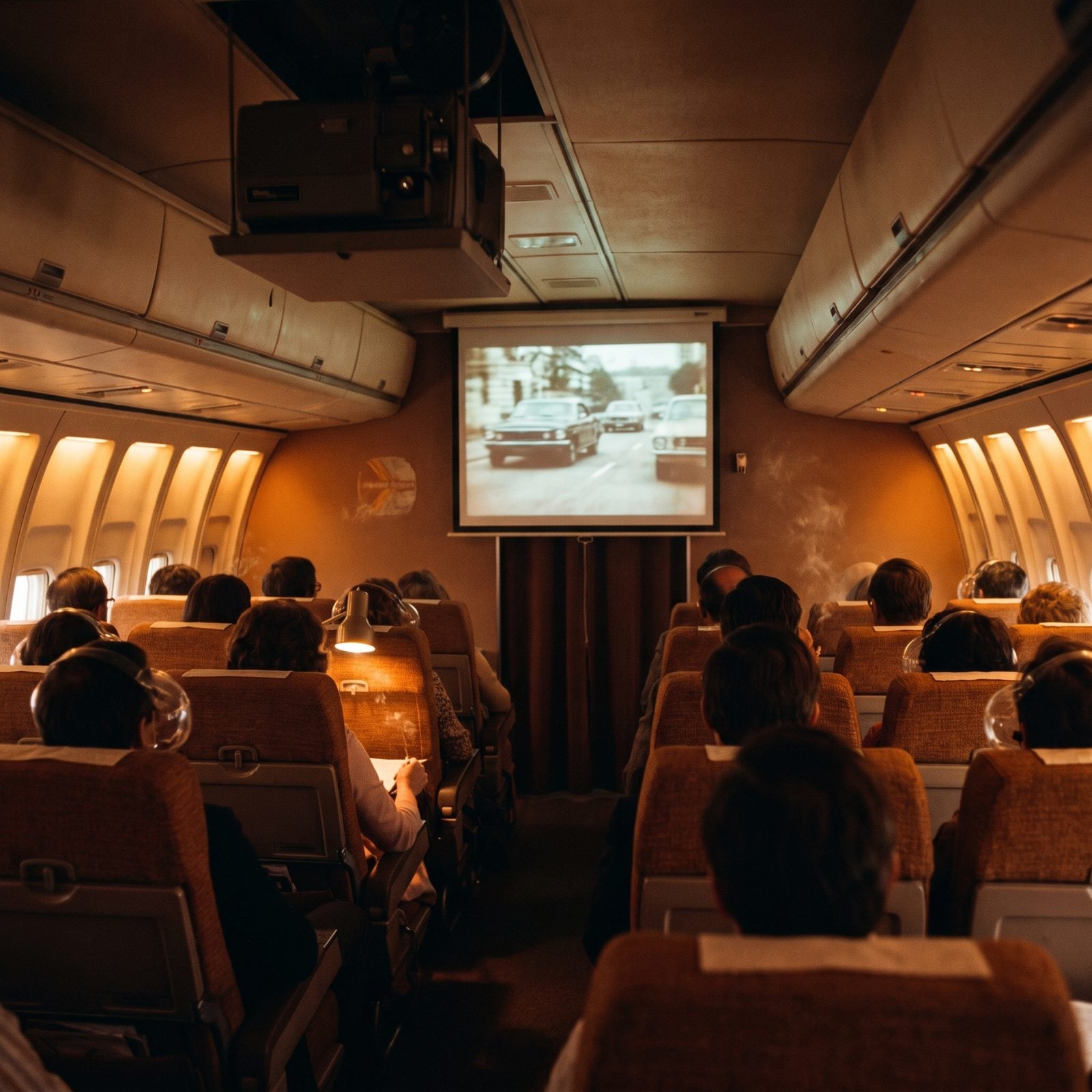 One Movie Screen for the Whole Cabin to Watch Together