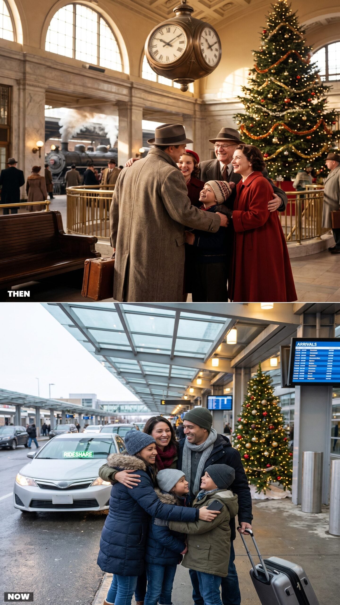 Platform Reunions Under a Station Clock vs. Rideshare Pickup Reunions