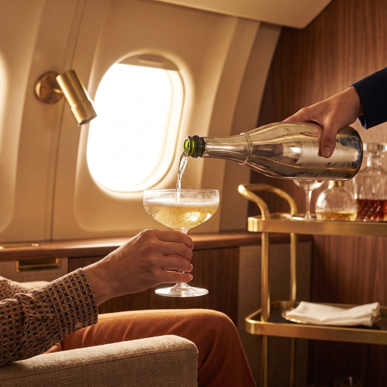 Pouring Complimentary Champagne and Cocktails Before You'd Cleared the Coast