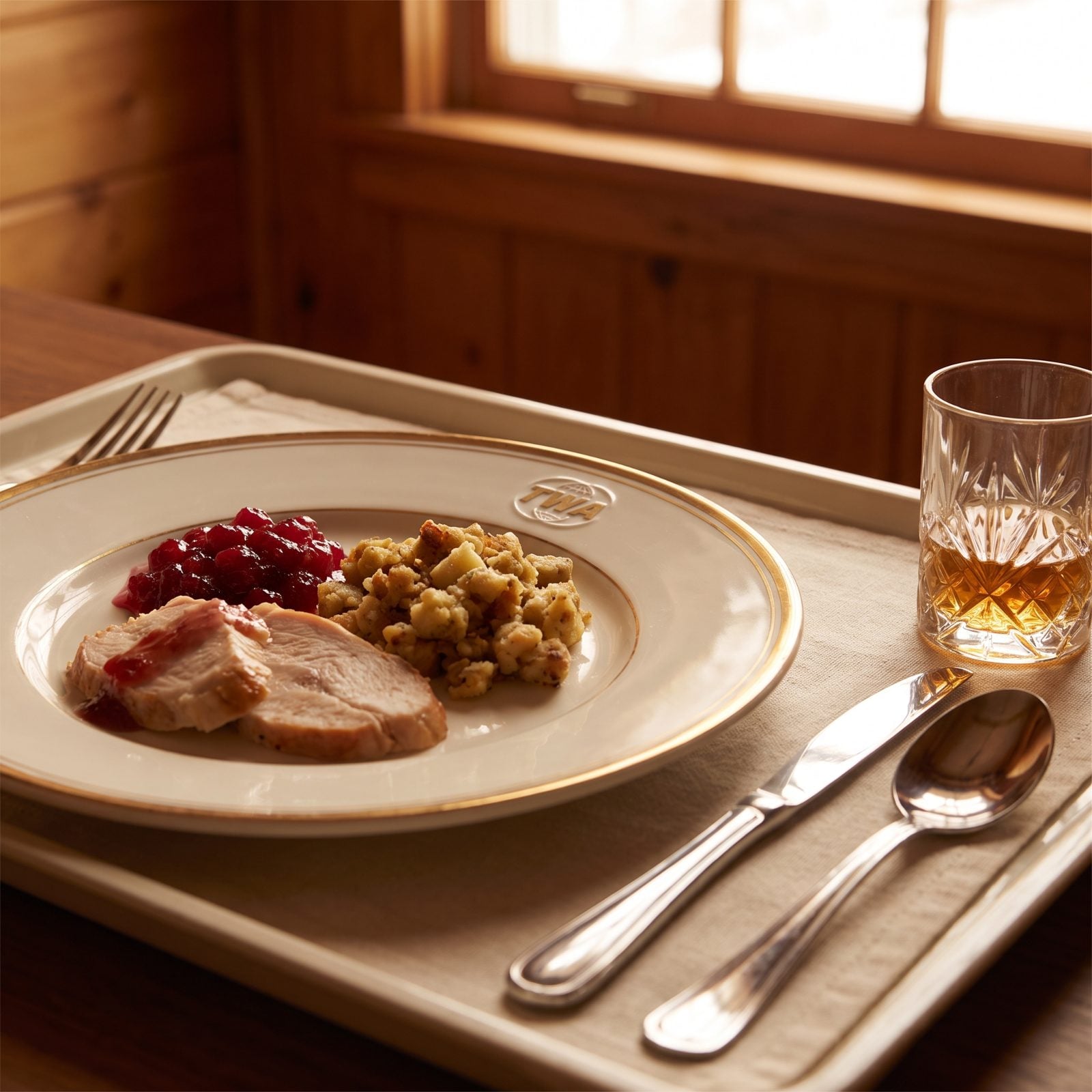 Serving Christmas Dinner on Real China With Glassware and Metal Cutlery