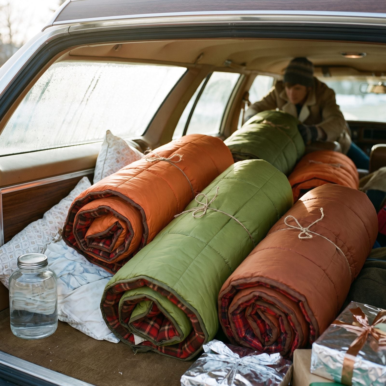 Several Bulky Sleeping Bags