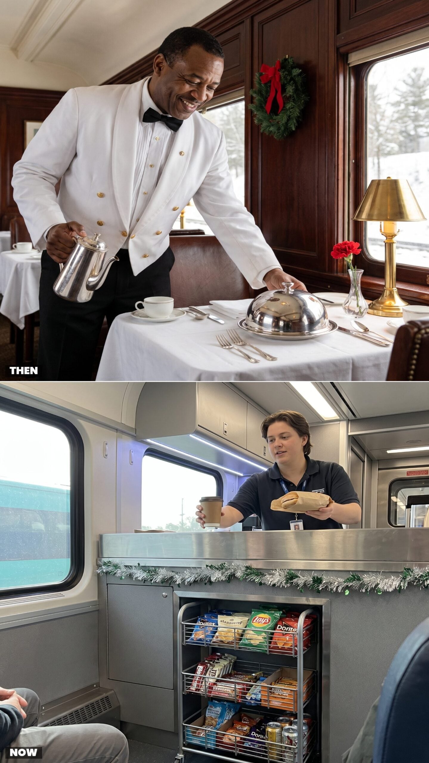 Waiters Serving Full Courses vs. Counter and Cart Service