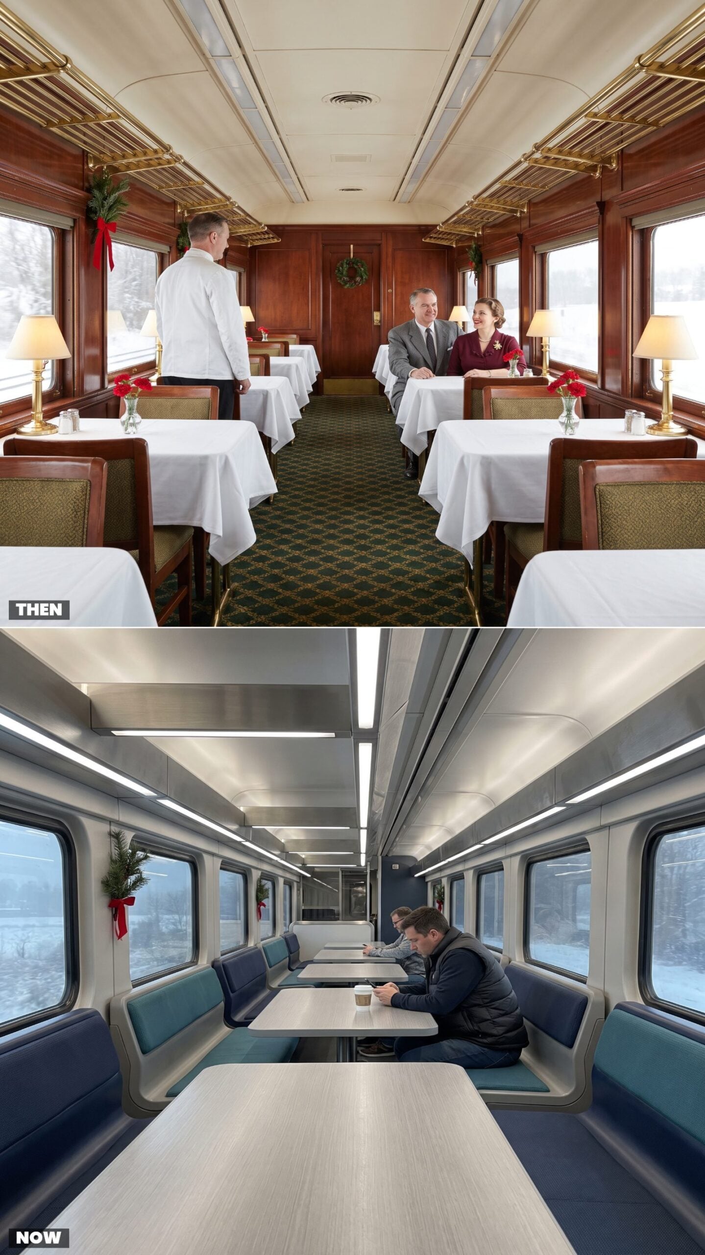 White-Tablecloth Dining Cars vs. Contemporary Café Cars