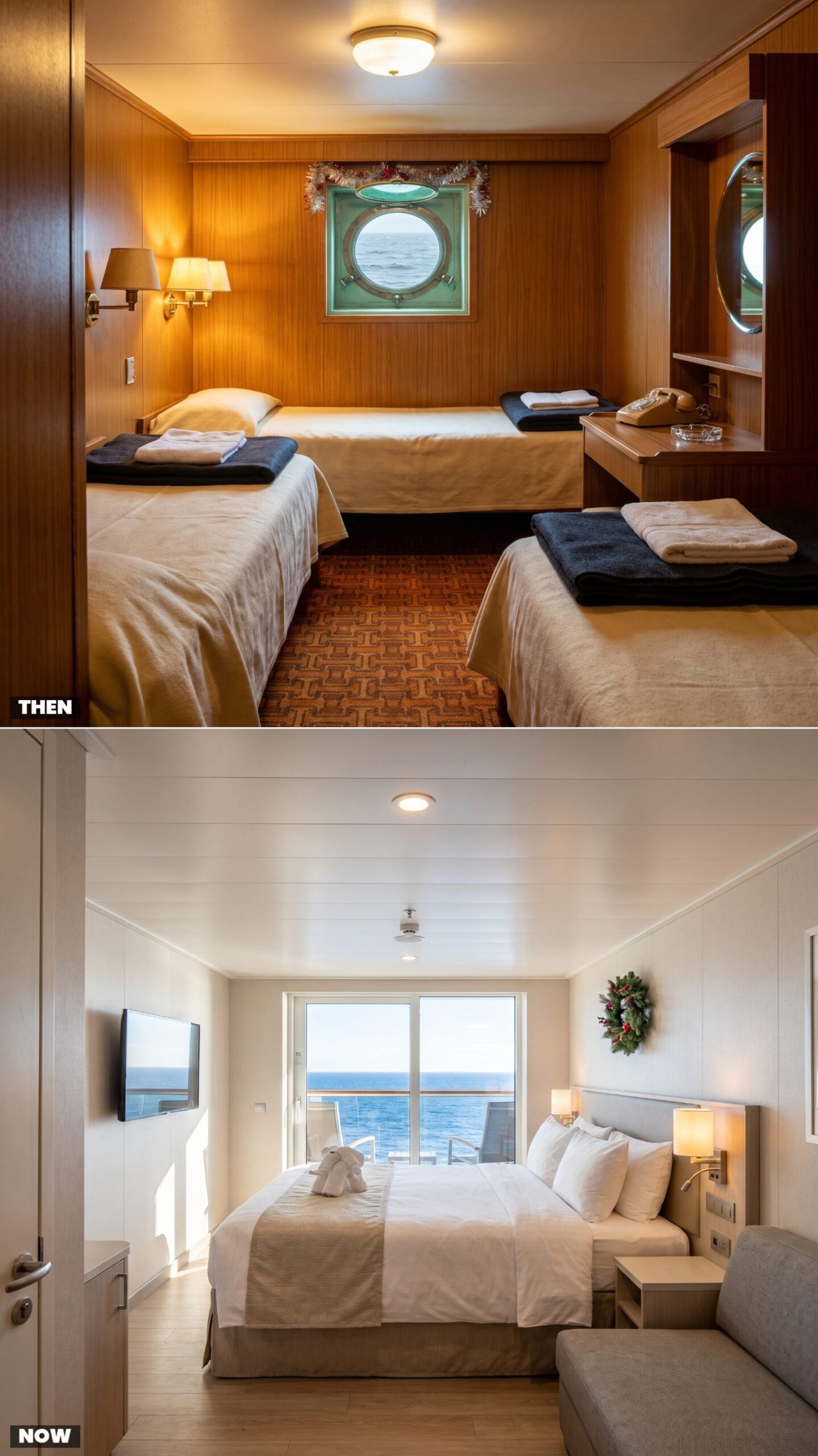From a Wood-Paneled Porthole Cabin to a Balcony Stateroom