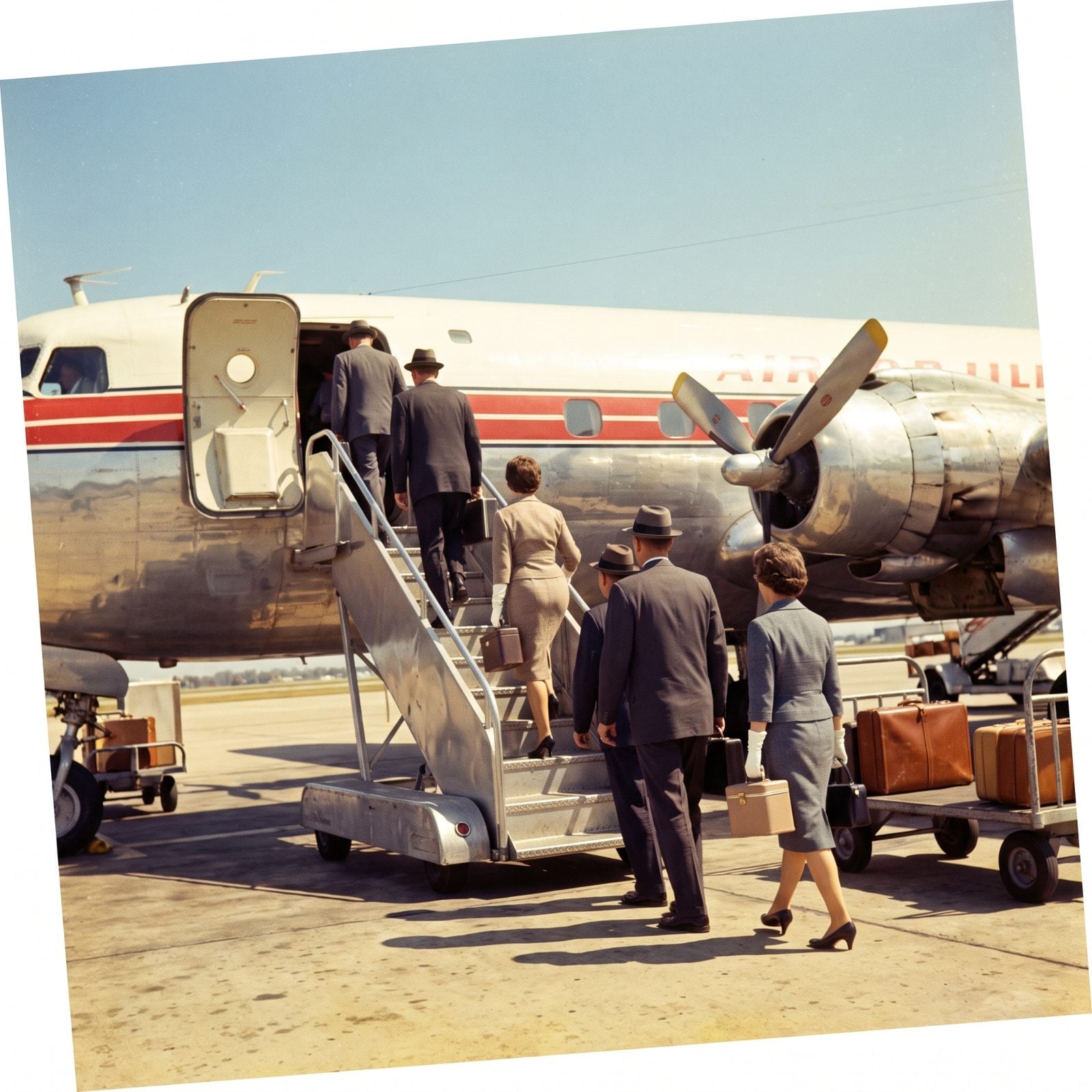 Airline Passengers Dressed in Suits and Dresses