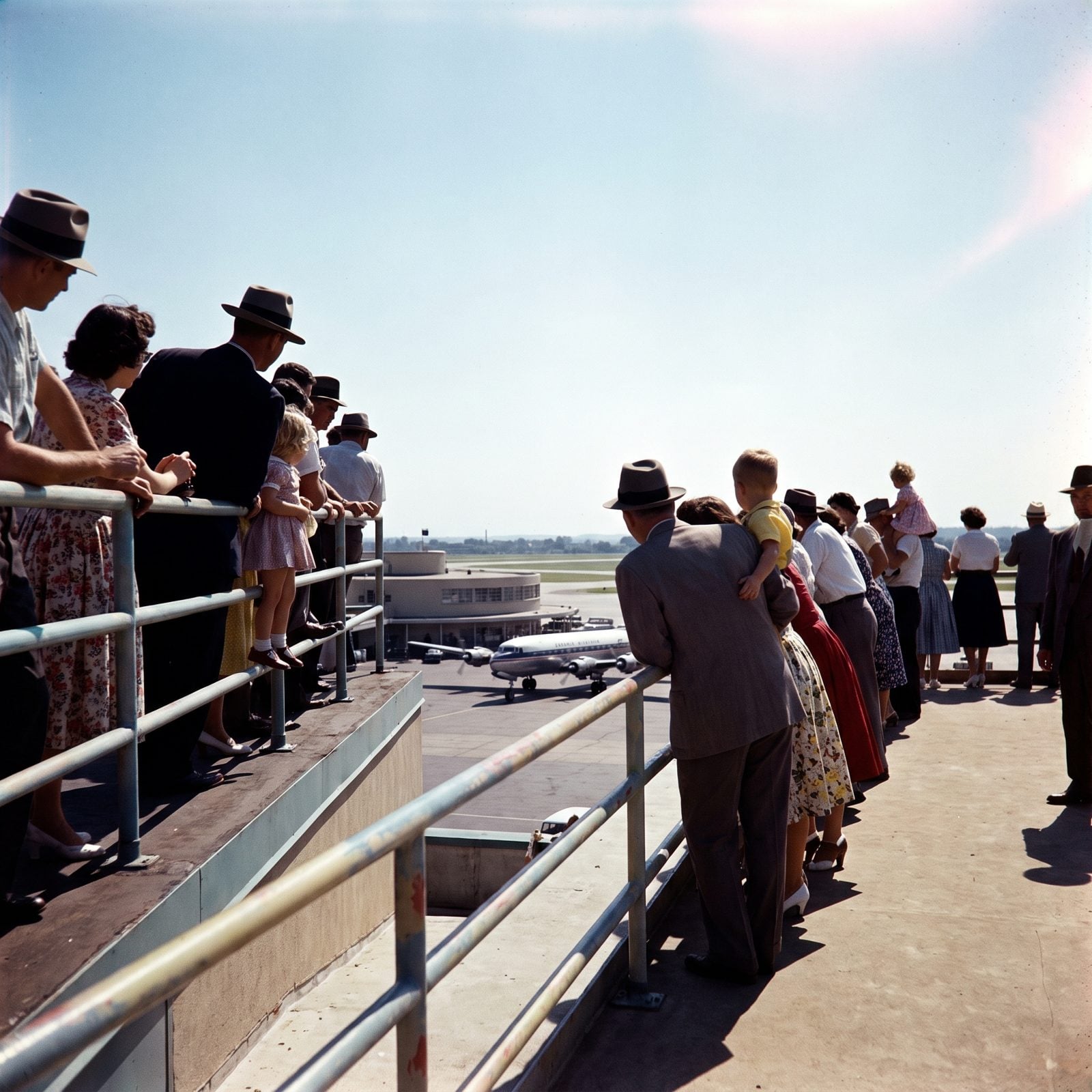 Airport Observation Decks Crowded With Spectators