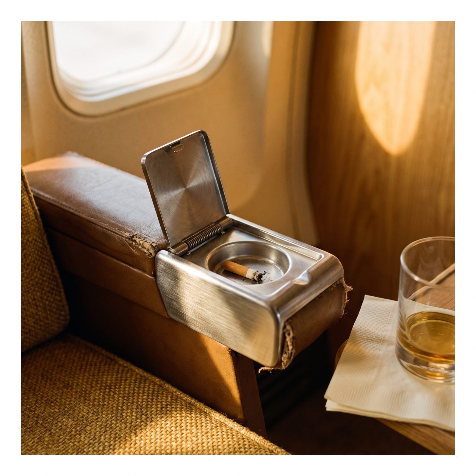 Ashtrays Built Right Into the Armrest and the Lavatory Wall
