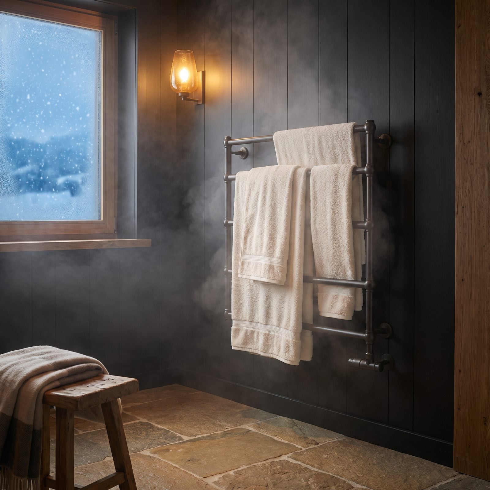 A Bathroom That Warms Up Before the Shower