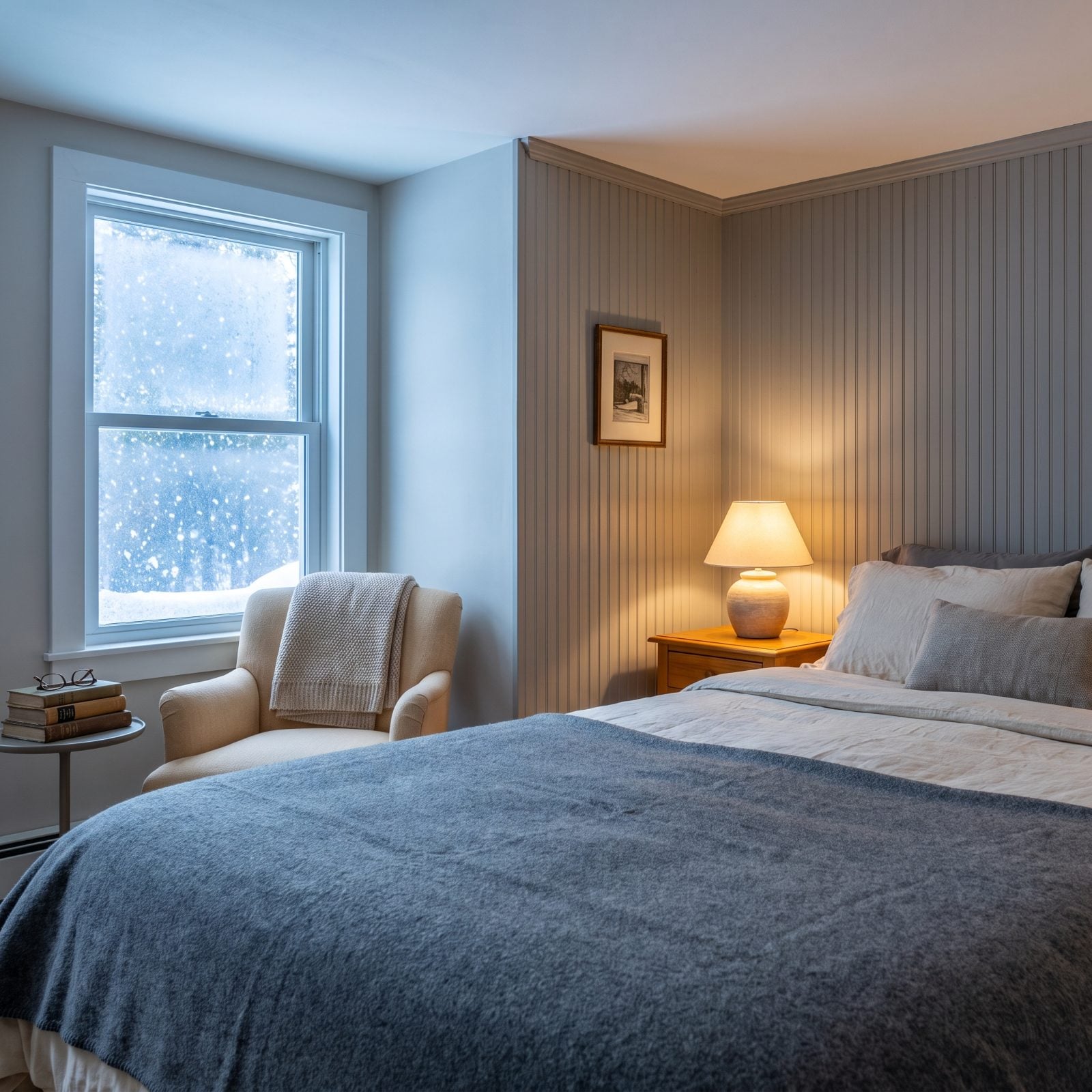 A Bed Positioned Away From Drafty Glass