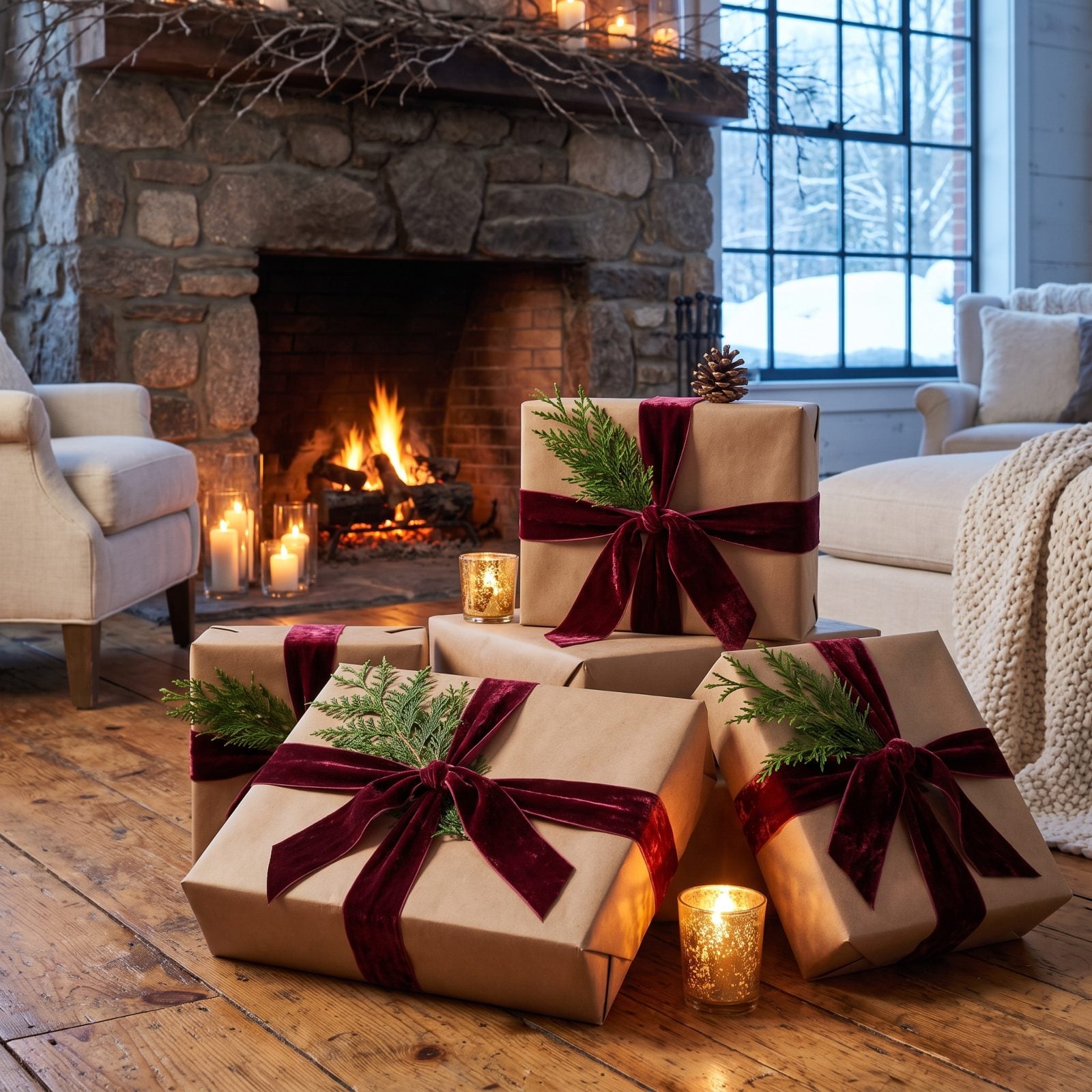 Brown Paper Packages Tied With Velvet Ribbon