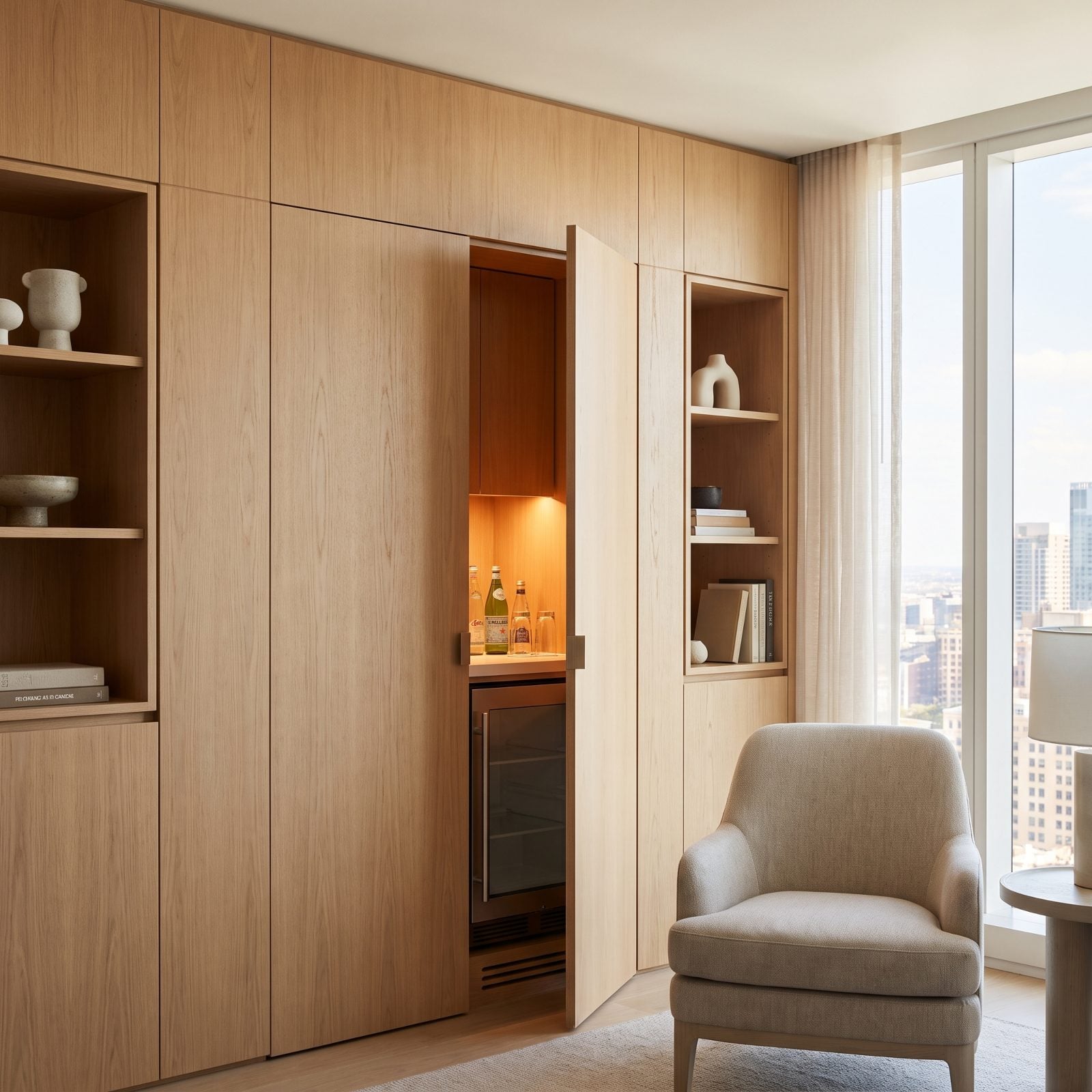 Built-In Millwork That Makes the Minibar Vanish