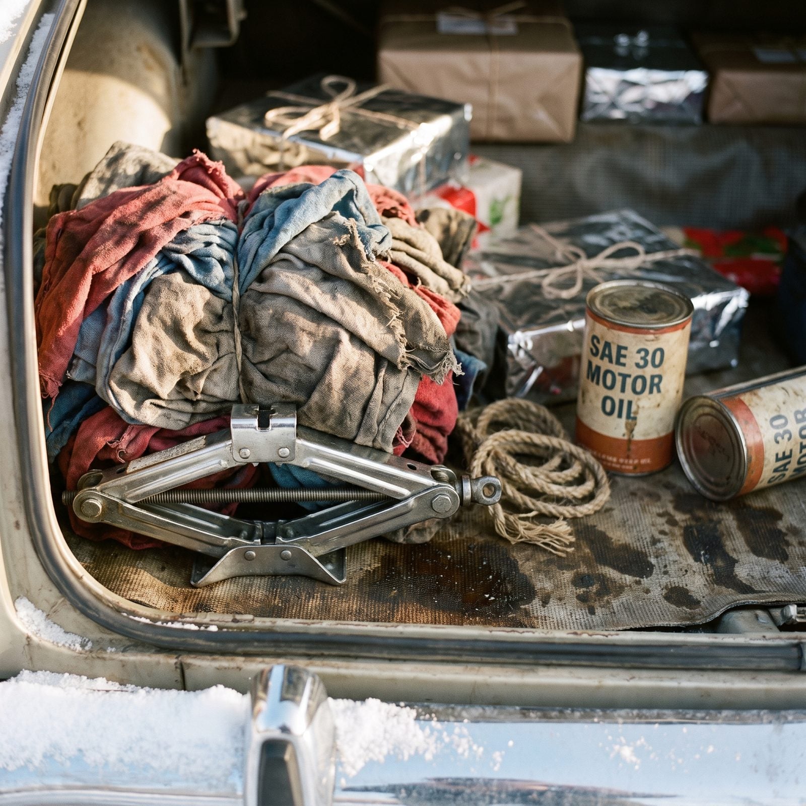 A Bundle of Oily Shop Rags Stuffed Behind the Jack