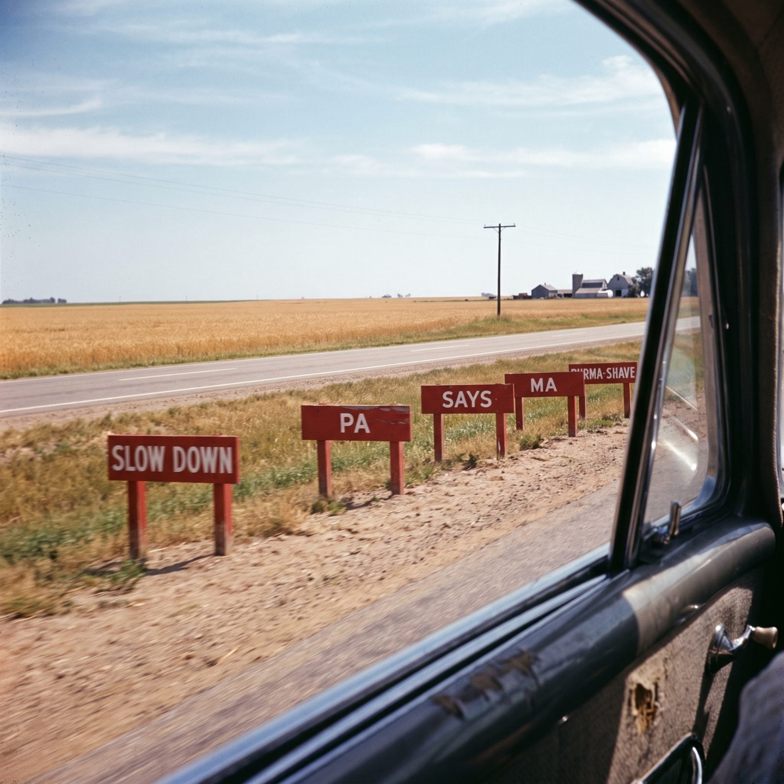 Burma-Shave Signs Ticking Past the Window