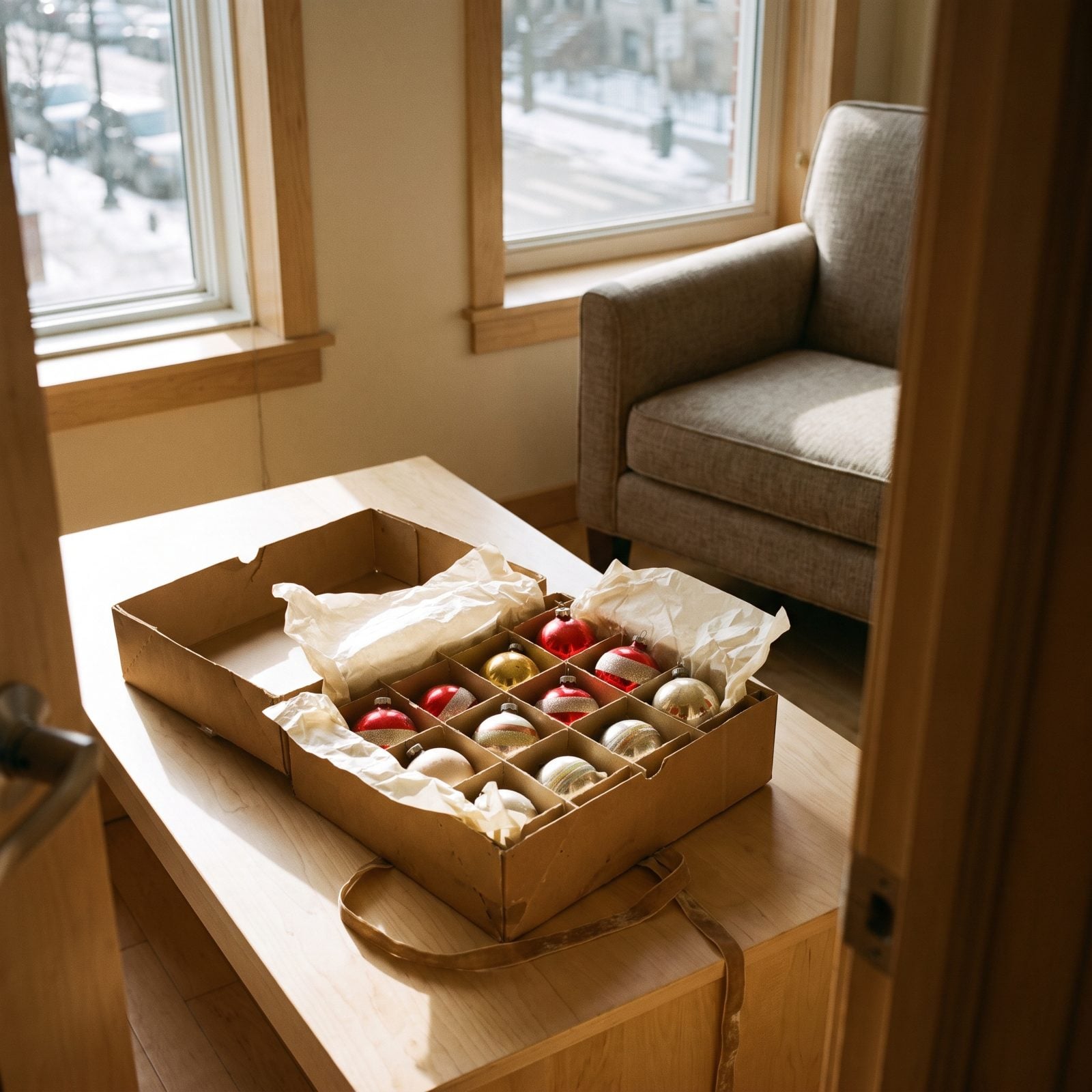 A Cardboard Box of Glass Tree Ornaments You Weren't Allowed to Touch