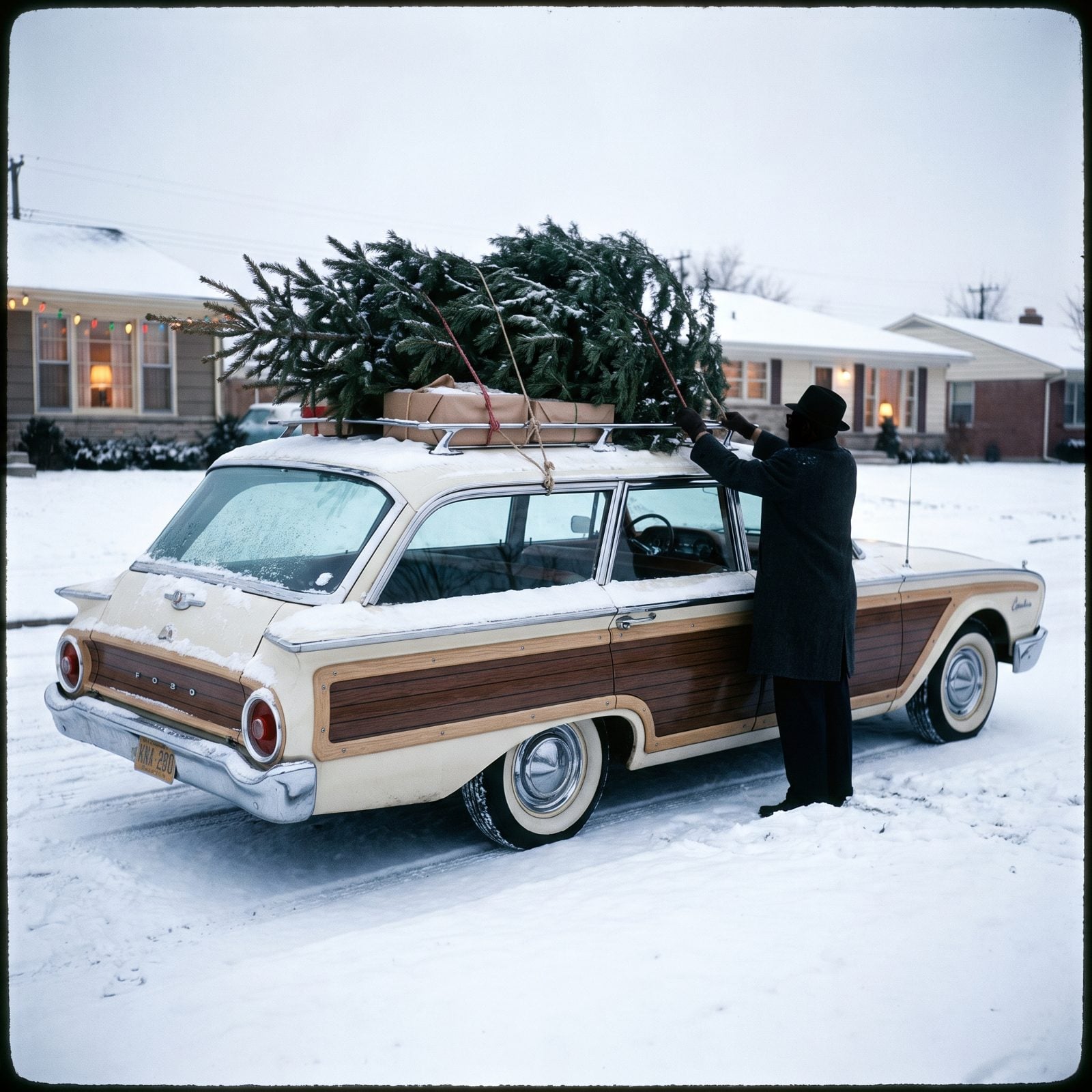 Cars Rode With Christmas Trees and Presents Lashed to the Roof