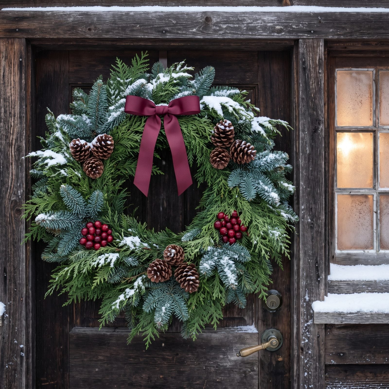 A Cedar Wreath That Establishes the Mood at the Front Door